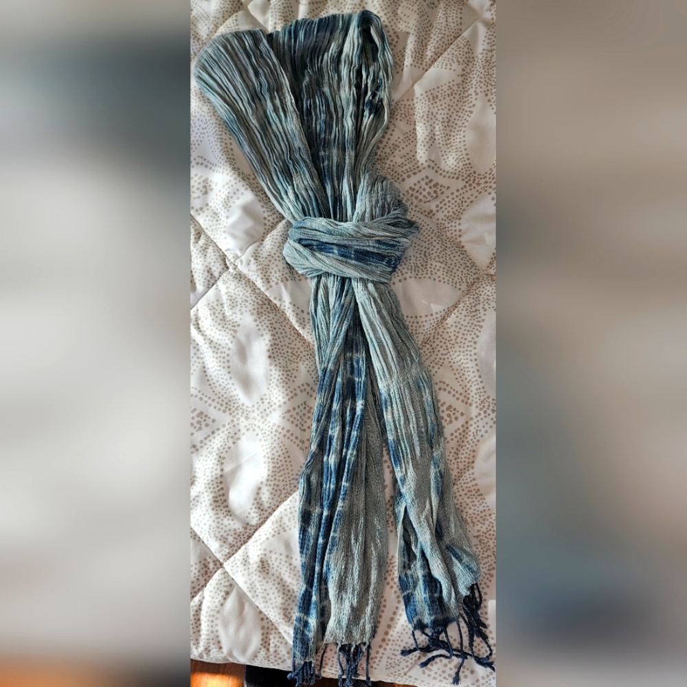 Striped Blue and White Scarf